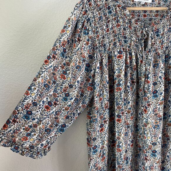 Rose+Olive Womens Plus 2X Floral Smocked Blouse Ruffled Neckline 3/4 Sleeves Top - Picture 10 of 11